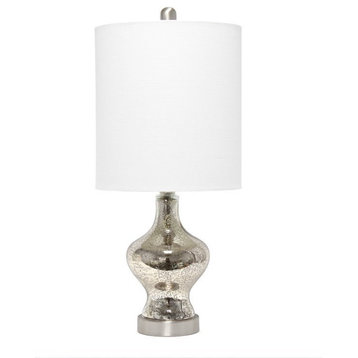 Lalia Home Glass Paseo Table Lamp in Mercury Gray with White Shade