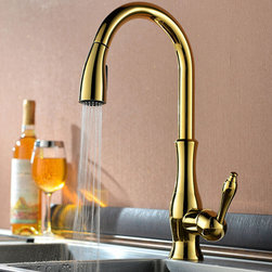 Antique Brass Golden Kitchen Pull Out Mixer Sink Faucet TA428G - Kitchen Faucets
