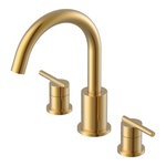 Gerber - Parma 2H Roman Tub Trim Kit Without Spray, Brushed Bronze - Circle back to style with the slim, contemporary personality of the Parma Roman tub filler. The model's gracefully arching spout and slender lever handles combine to create an elegant profile. Pair this beautifully styled tub filler with the collection's sink faucets and optional personal spray (each sold separately) to provide a fresh, updated aesthetic that combines practical function with beautiful form. All metal spout offers durability and is enhanced with a choice of stunning, lasting finishes. With curves in all the right places, let the Parma collection bring true beauty to your bathroom.
