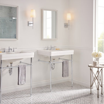Fitzgerald Sink With Console and Widespread Bathroom Faucet