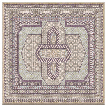 Washable Maggie Rosewater Area Rug, Square 8'