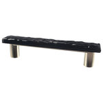 Glass Storm Studios - Black Handmade Glass, Long Pull - Textured and layered glittering black glass. All our products are handmade to order.  Important: Do not use an electric drill or electric screwdriver.