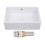 Aquaterior Rectangle Porcelain Ceramic Bathroom Sink with Drain & Overflow