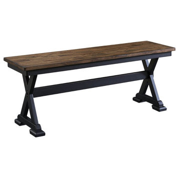 A-America Stone Creek Transitional Solid Wood Dining Bench in Chickory and Black