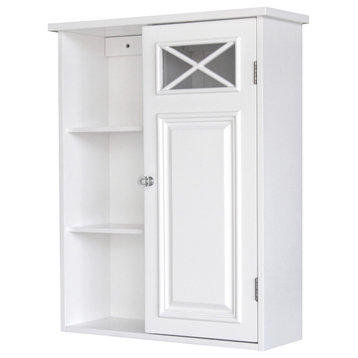 Wooden Bathroom Wall Cabinet w/ Open Storage