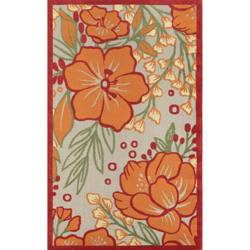 Mahalo Hibiscus Floral High-Low Indoor Outdoor Area Rug - 7'10" x 9'10"