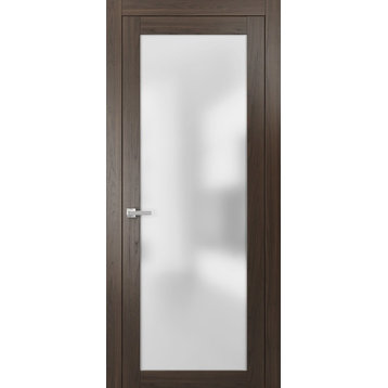 Planum 2102 French Frosted Glass Panel Door 30x80 Chocolate Ash