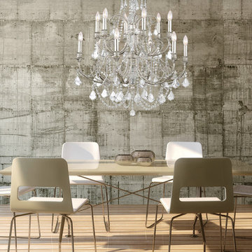 Regis Collection 6-Light 32" Olde Silver Chandelier with Hand Polished Crystal
