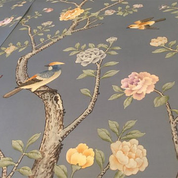 hand painted chinoiserie silk wallpaper wall coverings