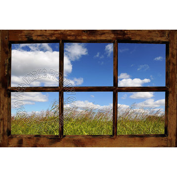 Country Meadow Window Peel & Stick Canvas Wall Mural
