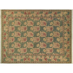 Bareens Designer Rugs - William Morris Pak Persian Tulip Green/Brown Wool Rug - 10'3'' x 14'4'' - Designed with mesmerizing intricacy and gorgeous color palette, this hand-knotted masterpiece demonstrates the beauty and electrifying thrill of Pak Persian art. These meticulously hand-knotted Pak-Persian rug is made with pure wool and features breathtaking traditional, transitional, and tribal designs in bold luxurious color pallets. Known for their intricate designs these rugs are a reproduction of Persian rugs, made in Pakistan with unique Mughal designs. Made by master weavers using the same Persian texture, design and dying technique, we wanted to produce the most significant manifestation of Persian art, life, and culture. This rug is most famous for its exceptional quality, incredible designs, patterns, and vibrant rich color. Pak-Persian rugs made with Persian weave with high knot counts, which enables the high intricacy and detail found in the patterns are also referred to as "State of art", each color adds a rich beautiful detail in the artwork of this rug. The design, color, and beautiful chromatic composition with a vibrant sheen with intricate designs, exude beauty, elegance, and quality make this rug a masterpiece of its own.