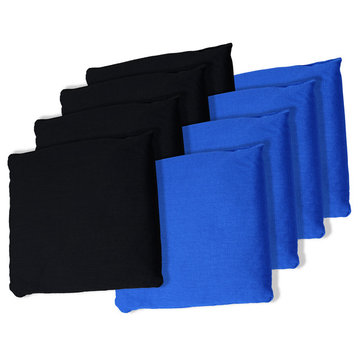 Championship Cornhole Bean Bags, Black/Blue, Set of 8