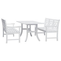 Bradley 3-Piece Outdoor Dining Set, White