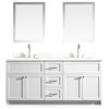 ARIEL Hamlet 73" Double Sink Vanity Set with White Quartz Top, Gray