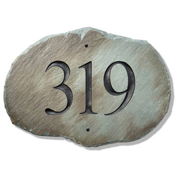 Carved Stone House Numbers / Address Plaque / Marker / Slate Sign