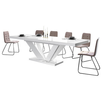 AVIVA 2 Dining Set, White/White Table/Grey Chairs