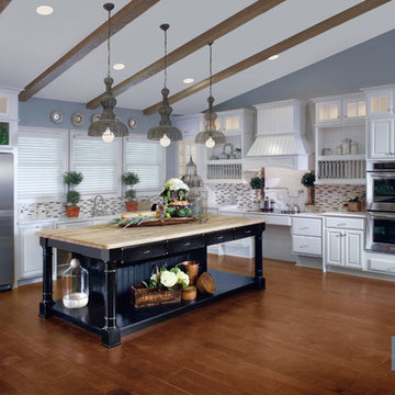 KraftMaid: White and Black Kitchen in a Country Home