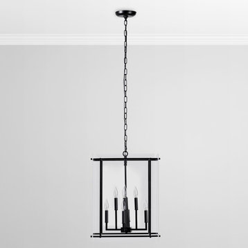 Lena 9-Light Iron and Acrylic Chandelier, Black, by Kosas Home