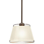 Besa Lighting - Besa Lighting 1TT-PIC9WH-LED-BR Pica 9 - 8.7 Inch 9W 1 LED Cord Pendant - Canopy Included: Yes  Canopy DiPica 9 8.7 Inch 9W 1 Bronze Creme Sand GlUL: Suitable for damp locations Energy Star Qualified: n/a ADA Certified: n/a  *Number of Lights: 1-*Wattage:9w LED bulb(s) *Bulb Included:Yes *Bulb Type:LED *Finish Type:Bronze