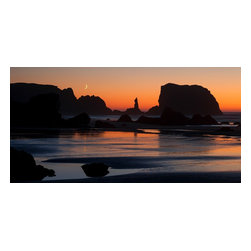 Douglas Page Photographic Arts - Oregon Coast Sunset, Canvas Giclee, 48"x24" - Prints And Posters