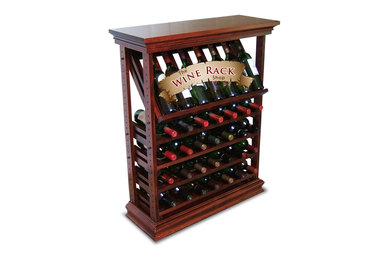 35 Bottle Wine Display Rack With Top and Baseboard