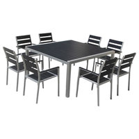 Outdoor Aluminum Resin 9-Piece Square Dining Table and Chairs Set