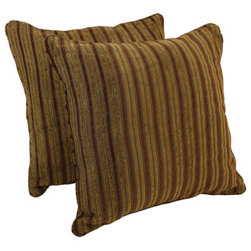 25" Double-Corded Jacquard Chenille Square Floor Pillows Set of 2 Autumn Stripes