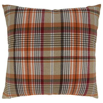 Multi-Color Down-Filled Throw Pillow With Plaid Design, 20"x20", Multi