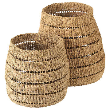 Hayes Medium Brown Seagrass Round Baskets (Set of 2)