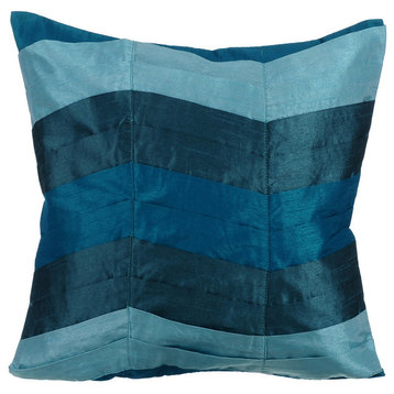 Textured Pintucks 16"x16" Silk Teal Pillows Cover, Teal Waves