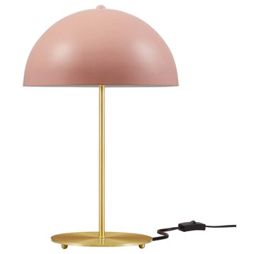 Ideal Metal Table Lamp, Pink Satin Brass