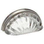 Cosmas - Real Glass Cabinet Cup Pulls with 3" Centers by Cosmas, Clear Glass, Satin Nicke - Manufacturer: Cosmas