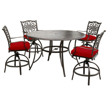 Traditions 5-Piece High-Dining Set, Swivel Chairs and 56" Cast-top Table