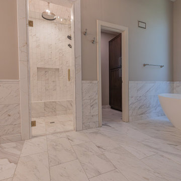 Leawood, Kansas Marble Wrapped Primary Bathroom Remodel