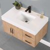 Corchia Bathroom Vanity, Light Brown/White Composite Stone Top, Light Brown, 36", No Mirror