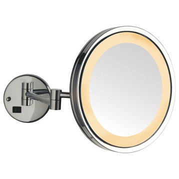 Modern Chrome Wall Mounted LED Lighted Make Up Mirror Hard Wire