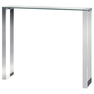 Glass Console Table With Chrome Finish, 30"