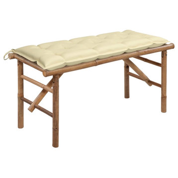 Vidaxl Folding Garden Bench With Cushion 46.5" Bamboo