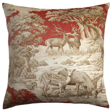 The Pillow Collection Red Orchard Throw Pillow, 18"