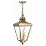 Livex Lighting - Livex Lighting 2035-01 Cambridge - Three Light Outdoor Chain-Hang Lantern - This stylish antique brass outdoor chain hang lantCambridge Three Ligh Antique Brass Clear  *UL Approved: YES Energy Star Qualified: n/a ADA Certified: n/a  *Number of Lights: Lamp: 3-*Wattage:60w Candelabra Base bulb(s) *Bulb Included:No *Bulb Type:Candelabra Base *Finish Type:Antique Brass