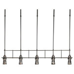 Hubbardton Forge - Erlenmeyer 5 Light Pendant, Dark Smoke Finish, Clear Glass - Adjustable pendant with thick blown glass cones. Inspired by the flat-bottomed Erlenmeyer flasks, this 5-light fixture has life beyond the lab. The look edges toward industrial while keeping firmly in the realm of high-class form and function.