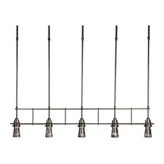 Erlenmeyer 5-Light Pendant, Clear Glass, Standard, Dark Smoke