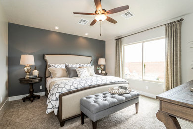 Inspiration for a mid-sized contemporary guest carpeted bedroom remodel in Salt Lake City with gray walls