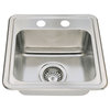 MR Direct T1515 Topmount Single Bowl Stainless Steel Sink