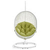 Hide Outdoor Wicker Rattan Swing Chair With Stand, White Peridot