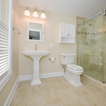 Updated Bathroom Serves the Sunroom and Office