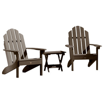Westport 3-Piece Adirondack Chair and Side Table Set, Weathered Acorn