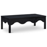 Meridian Furniture - Fiora Veneer Coffee Table - Revisit a timeless design that's been given a sleek modern update when you bring home this Fiora black oak coffee table. Reminiscent of a traditional coffee table from days gone by, this handsome table features an interestingly scalloped apron around its perimeter for a look that screams contemporary refinement. The rich black finish on this table adds to its chic appeal when positioned in front of a sectional, sofa, or couch.