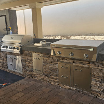 U-Shaupe Outdoor Kitchen & Lineal Fireplace Las Vegas NV Lone Mountain Area