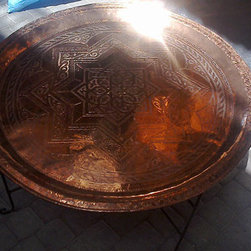 large vintage moroccan copper tea table - Coffee Tables